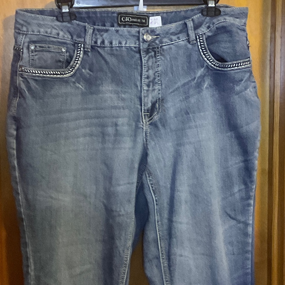 Cato Women's Faded Blue Straight-Leg Jeans with Embellished Pockets